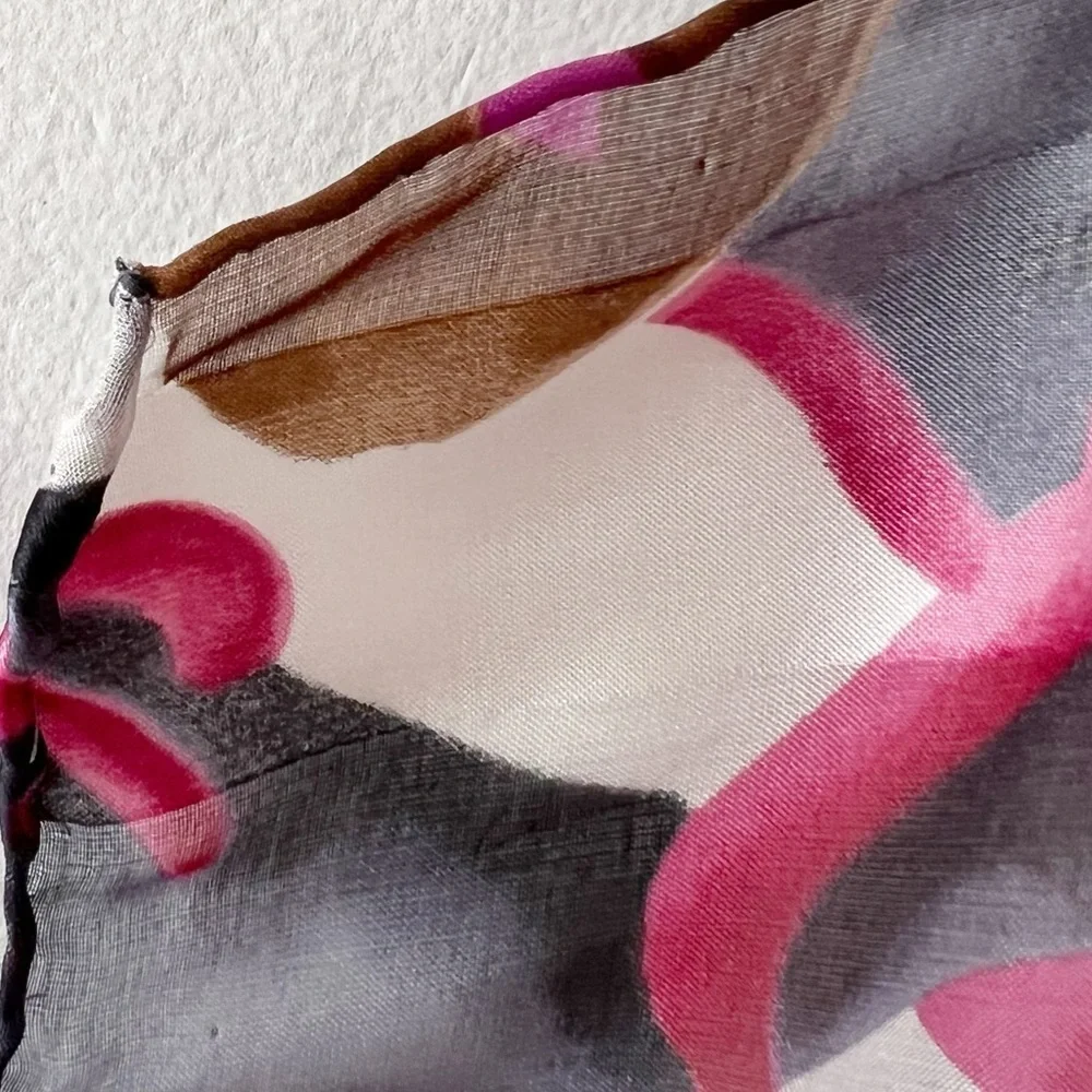 Vintage Silk Abstract Print Oblong Scarf